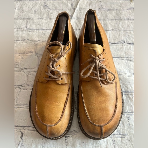 BIRKENSTOCK VTG TIMMINS CAMEL TAN LEATHER OXFORDS SIZE 42 GERMANY FOOTBED - Picture 2 of 12